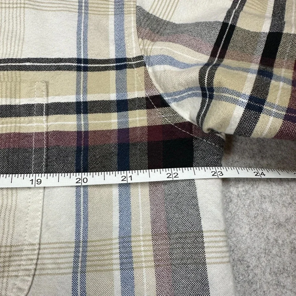 Wrangler TWENTY X Shirt Cream & Brown‎ Plaid Button Down Long Sleeve Men's XL